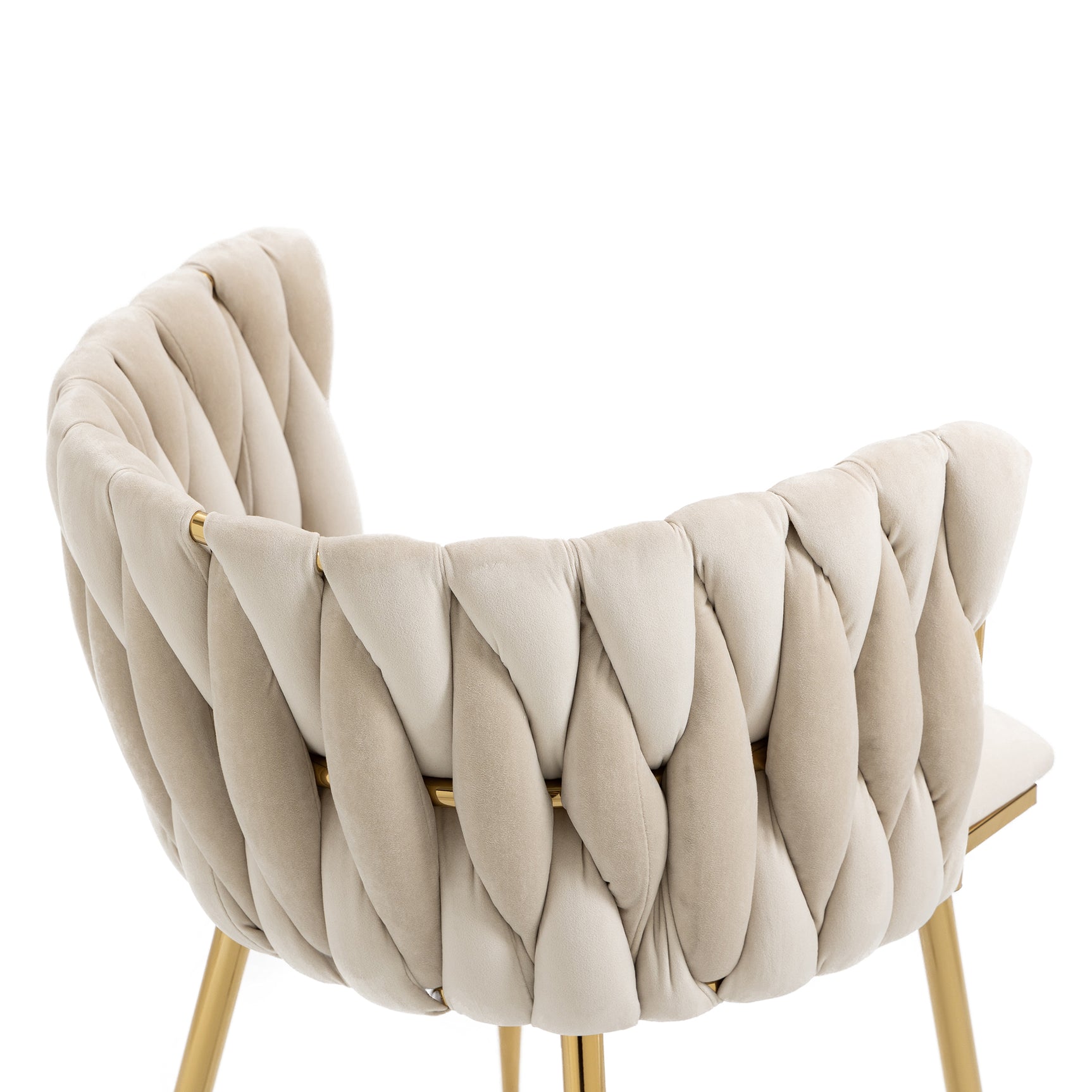 Lot de 2 Chaises en Velours Luxueuses Chaises à Dos Tressé avec Pieds Métal Doré pour Salon Chambre à Coucher Salle à Manger