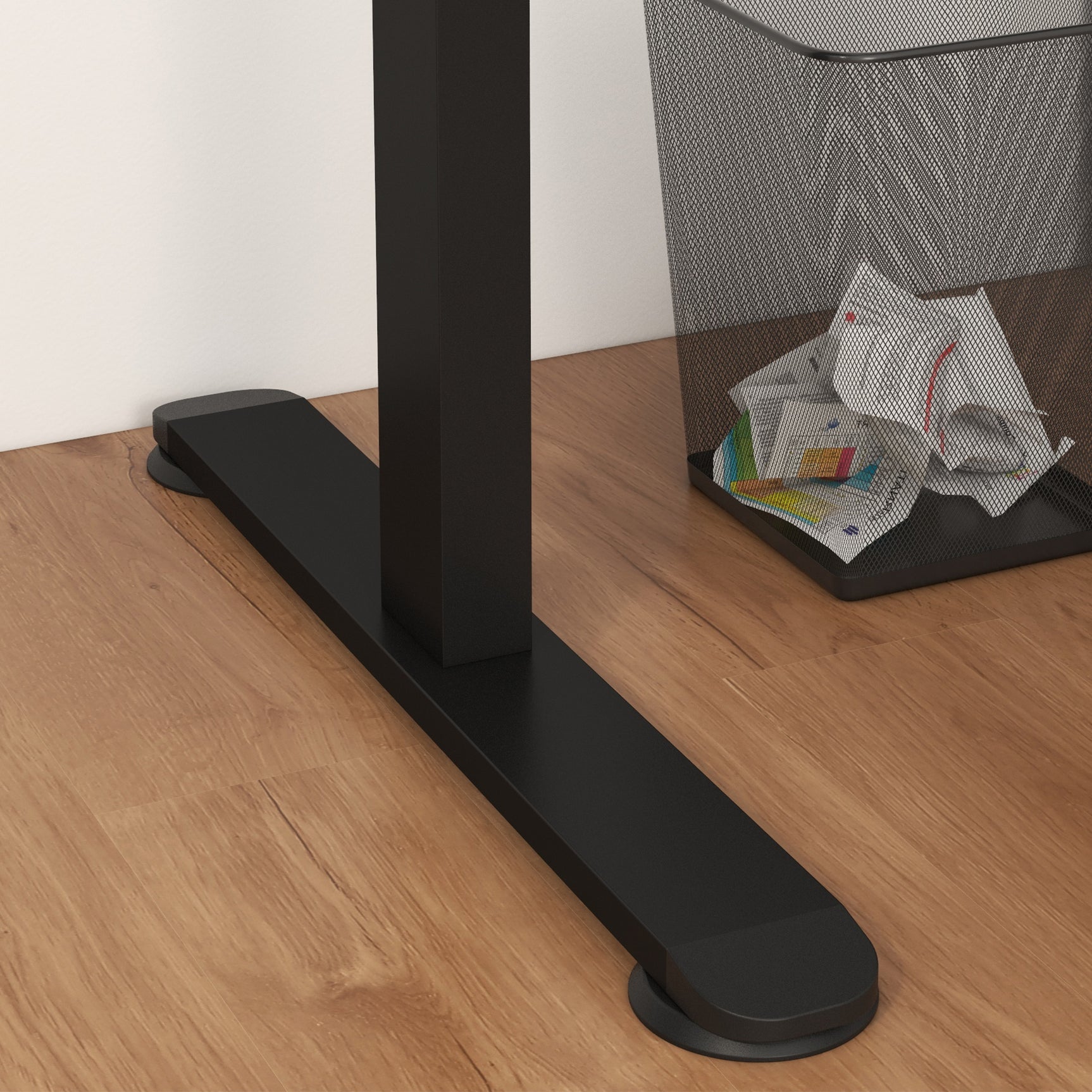 Table de bureau électrique réglable en hauteur 140x70x72-116 cm Steh-Sitz Schreibtisch avec anti-collision, stockage et cadre en acier noir