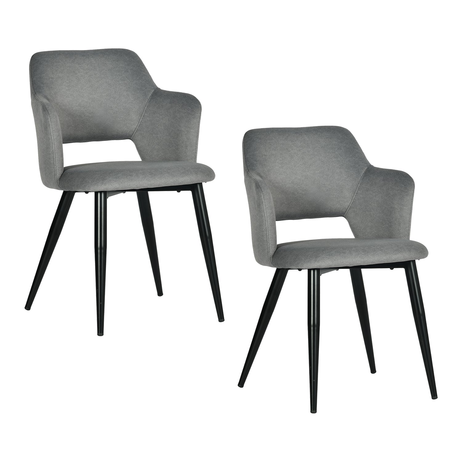 Lot de 2 chaises de salle à manger scandinaves avec accoudoirs en tissu résistant aux animaux et assise rembourrée, gris - AKANJI CC