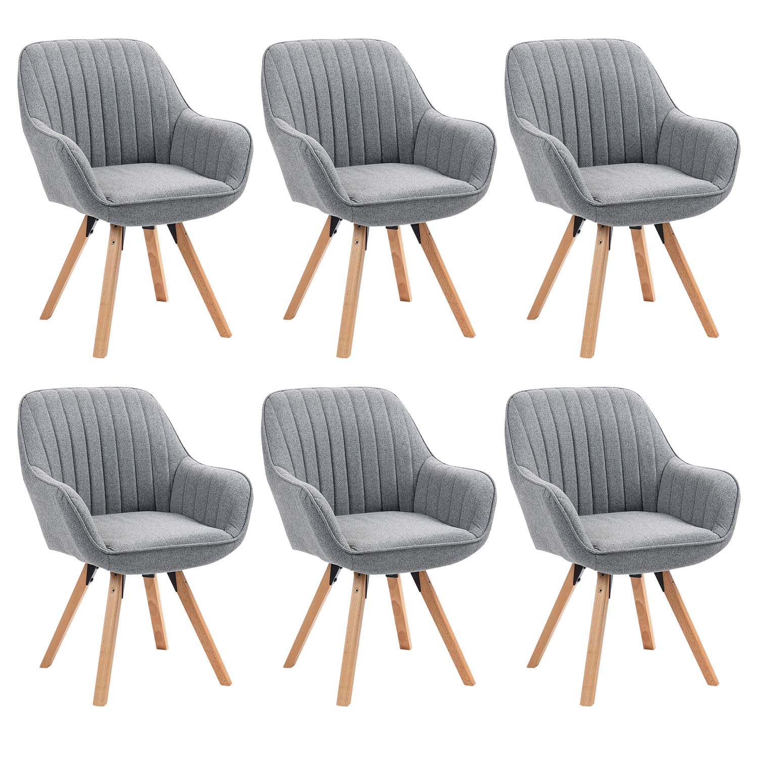 Set of 6 comfortable dining chairs in 360 ° swivel gray fabric - Carson Fabric Gray 6pcs