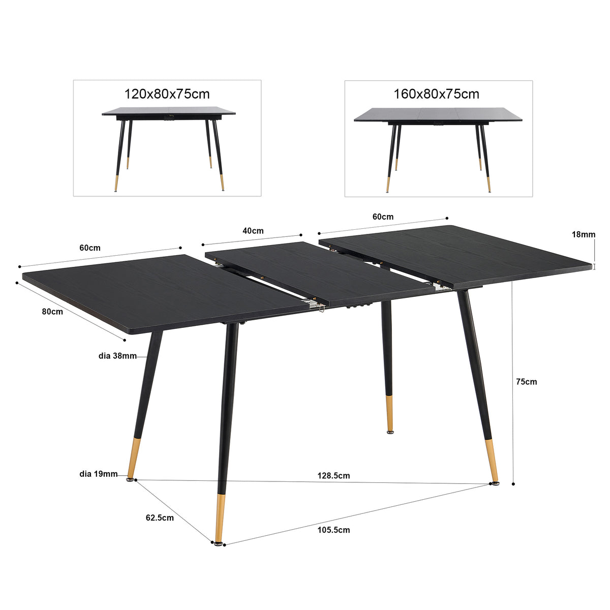Ensemble de salle à manger comprenant une table extensible et 4 fauteuil pivotant confortables en suédine