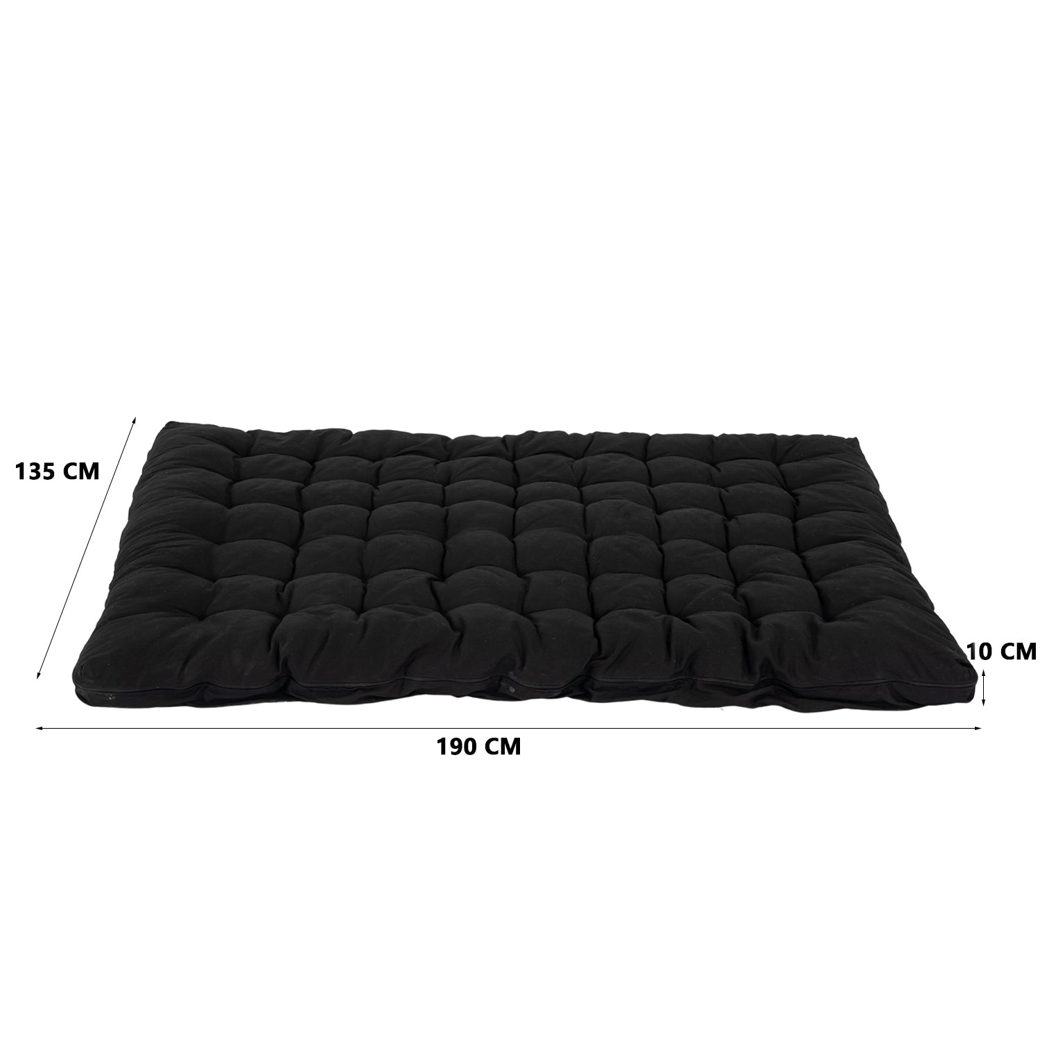 Tragbare faltbare Futonmatratze für 2 Personen, schwarz, 135 x 190 x 10 cm – MICA