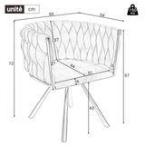 Lot de 6 chaises pivotantes de salle à manger en velours gris avec pieds en métal doré