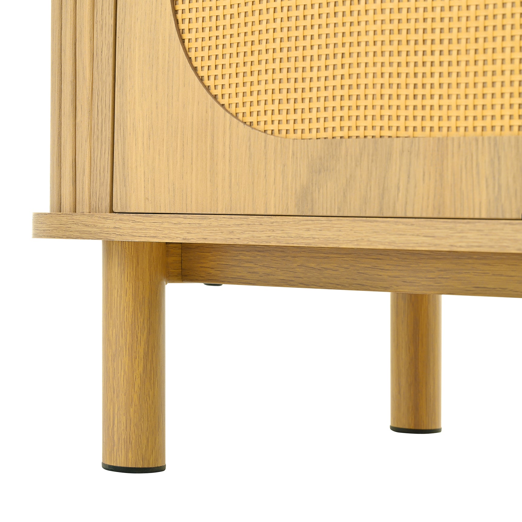 Sideboard Moderne à Rattan et Métal Meuble de Salon avec Schublades Onde 3D et Portes Halbovales Optique de Bois