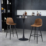 Lot de 2 tabourets de bar industriels avec dossier en suédine - CHARLTON BAR