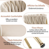 Lot de 2 Chaises en Velours Luxueuses Chaises à Dos Tressé avec Pieds Métal Doré pour Salon Chambre à Coucher Salle à Manger