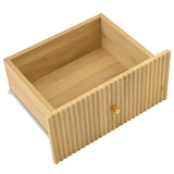 Sideboard Moderne à Rattan et Métal Meuble de Salon avec Schublades Onde 3D et Portes Halbovales Optique de Bois