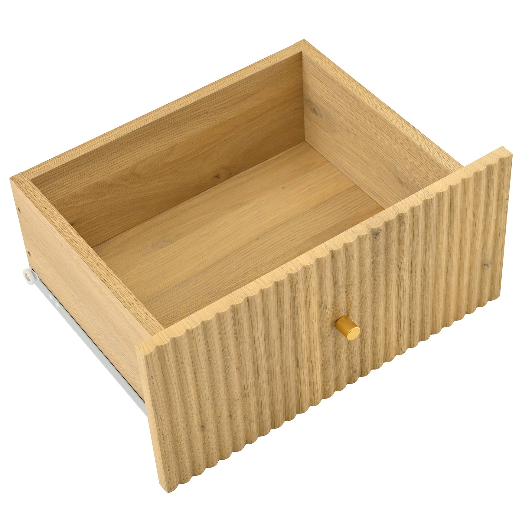 Sideboard Moderne à Rattan et Métal Meuble de Salon avec Schublades Onde 3D et Portes Halbovales Optique de Bois