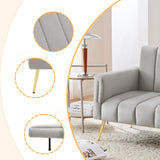 2-seater sofa bed in dark gray fabric with side pockets, modern convertible sofa