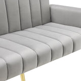 2-seater sofa bed in dark gray fabric with side pockets, modern convertible sofa