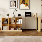 Multifunctional desk 140x104x75 cm in MDF wood with 6 storage compartments, thick tray, shelf and perforated metallic panel