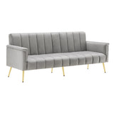 2-seater sofa bed in dark gray fabric with side pockets, modern convertible sofa