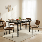 Ensemble table à manger extensible noire et 4 chaises en tissu suédine, style scandinave
