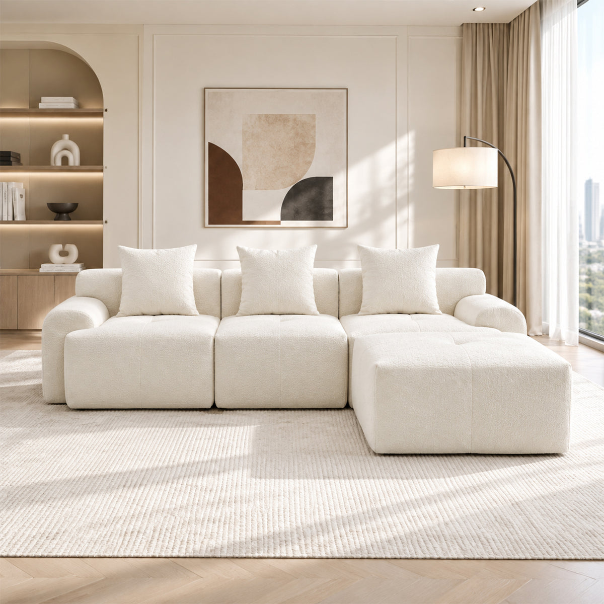 2-seater sofa bed in dark gray fabric with side pockets, modern convertible sofa