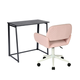 Ensemble bureau pliable en métal noir et fauteuil de bureau en velours côtelé rose âââââââ€?ASCOLI & ROSS