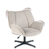 Swivel adjustable leisure chair with gray velvet armrests - Durothil