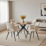 Round Table Table Table Table Timber Ø80 cm with 4 black velvet chairs, modern and comfortable style