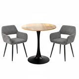 Round Table Table Table Table Timber Ø80 cm with 4 black velvet chairs, modern and comfortable style
