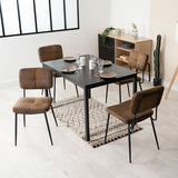 Round Table Table Table Table Timber Ø80 cm with 4 black velvet chairs, modern and comfortable style