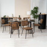 Ensemble table à manger extensible noire et 6 chaises en tissu suédine, style scandinave