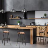 Lot de 4 tabourets de bar industriels pivotants avec dossier en tissu marron - HAILEY 29
