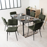 Round Table Table Table Table Timber Ø80 cm with 4 black velvet chairs, modern and comfortable style