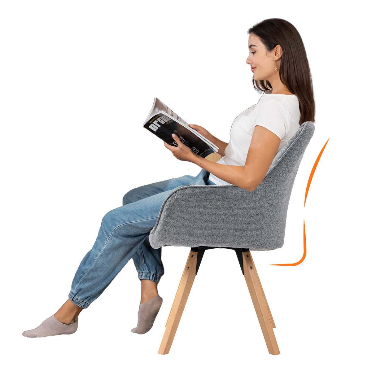 Set of 4 comfortable gray fabric dining room chairs with 360° swivel - CARSON FABRIC GRAY 4PCS