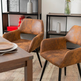 Lot de 2 fauteuils de salle à manger industriels avec accoudoirs en suédine - CROMWELL