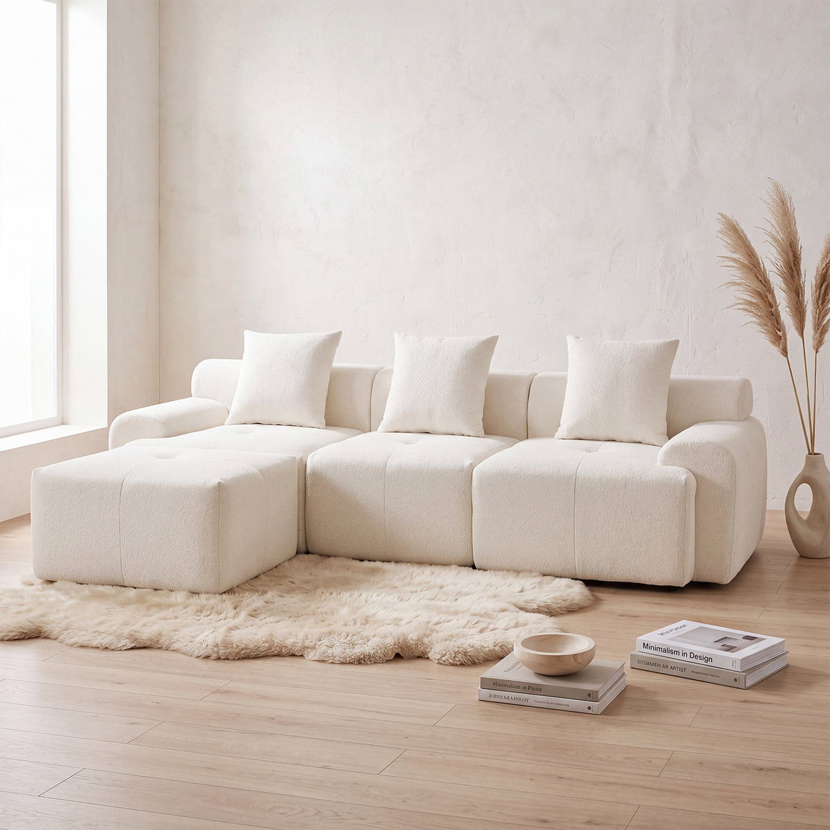 2-seater sofa bed in dark gray fabric with side pockets, modern convertible sofa