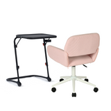 Together with foldable black extra table and pink velvet office chair - Baseline & Ross