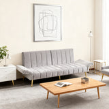 2-seater sofa bed in dark gray fabric with side pockets, modern convertible sofa