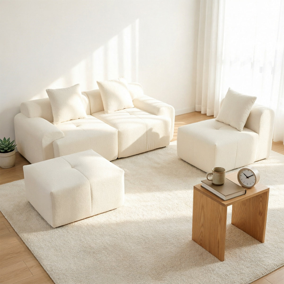 2-seater sofa bed in dark gray fabric with side pockets, modern convertible sofa