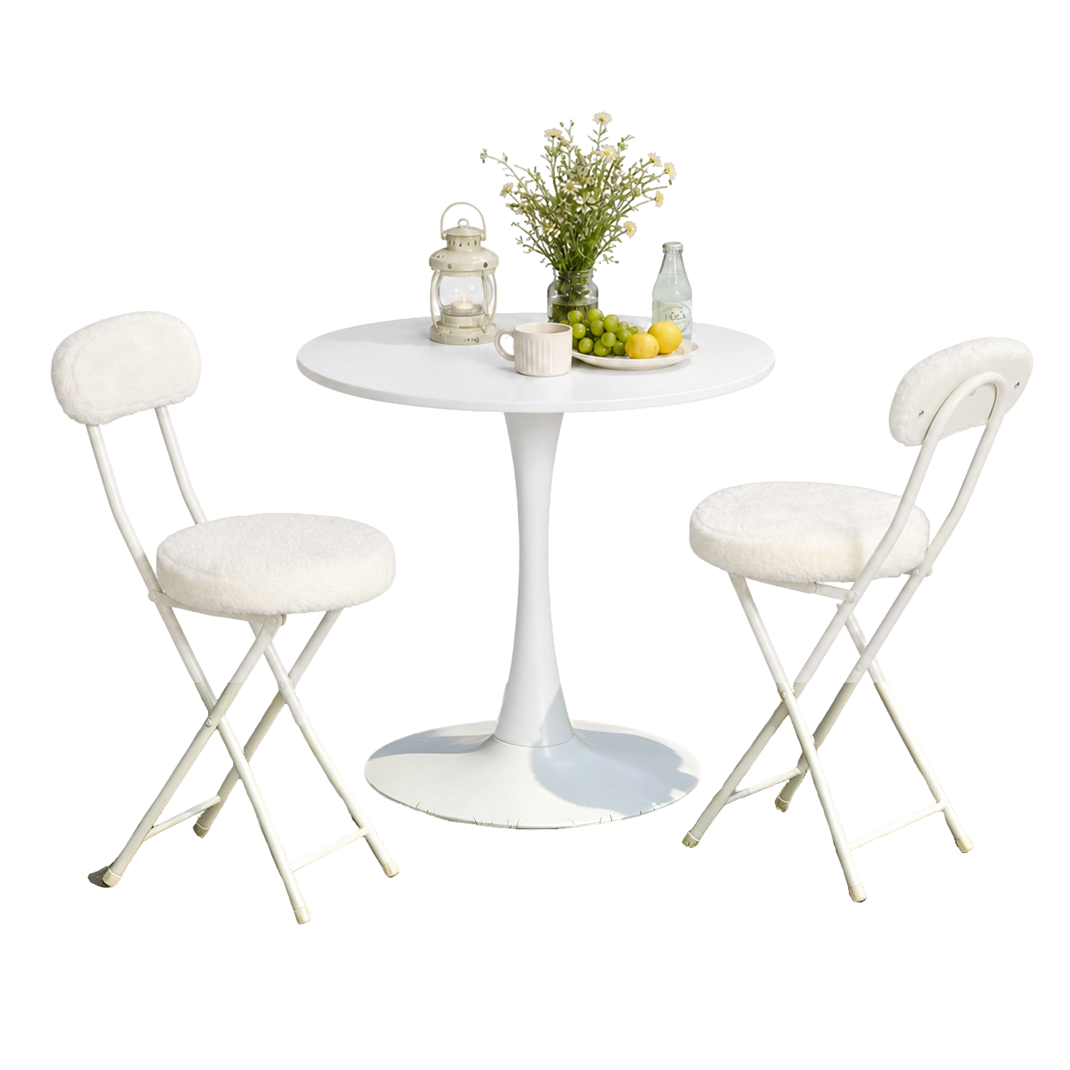 Round Table Table Table Table Timber Ø80 cm with 4 black velvet chairs, modern and comfortable style