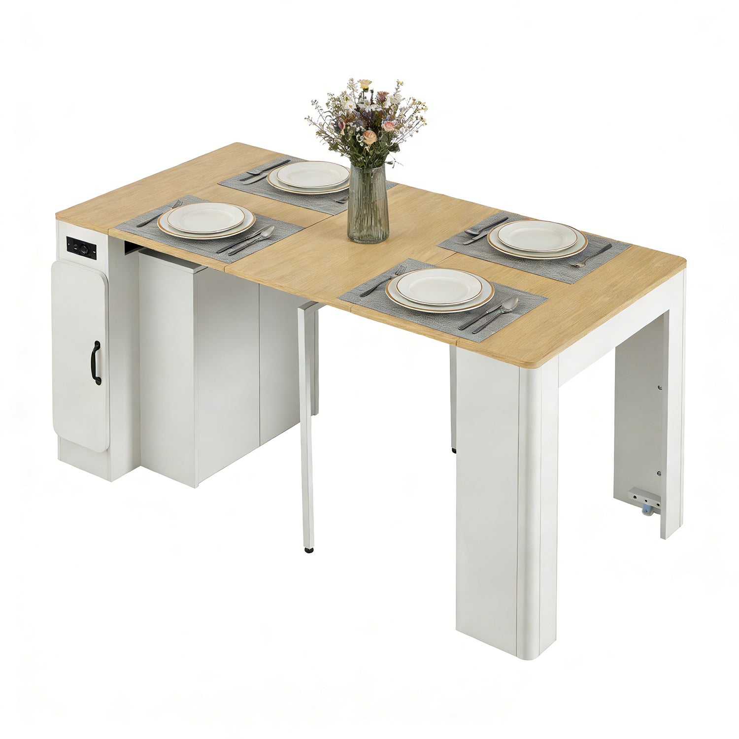 Ausziehbarer Esstisch 140/180 x 80 x 75 cm mit MDF-Platte in weißem Marmoreffekt und schwarzen Metallbeinen