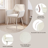 Set of 2 Scandinavian dining room armchairs with beige fabric armrests - Cromwell