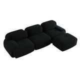 2-seater sofa bed in dark gray fabric with side pockets, modern convertible sofa