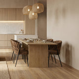 Table à manger extensible aspect chêne 140-180 cm style minimaliste moderne
