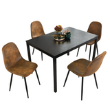 Ensemble table à manger extensible noire et 4 chaises en suédine, style scandinave