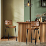 Set of 2 industrial bar stools with suede back - POMONA BAR