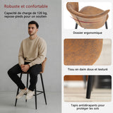 Lot de 2 tabourets de bar industriels avec accoudoirs et dossier en suédine - DONCIC BAR