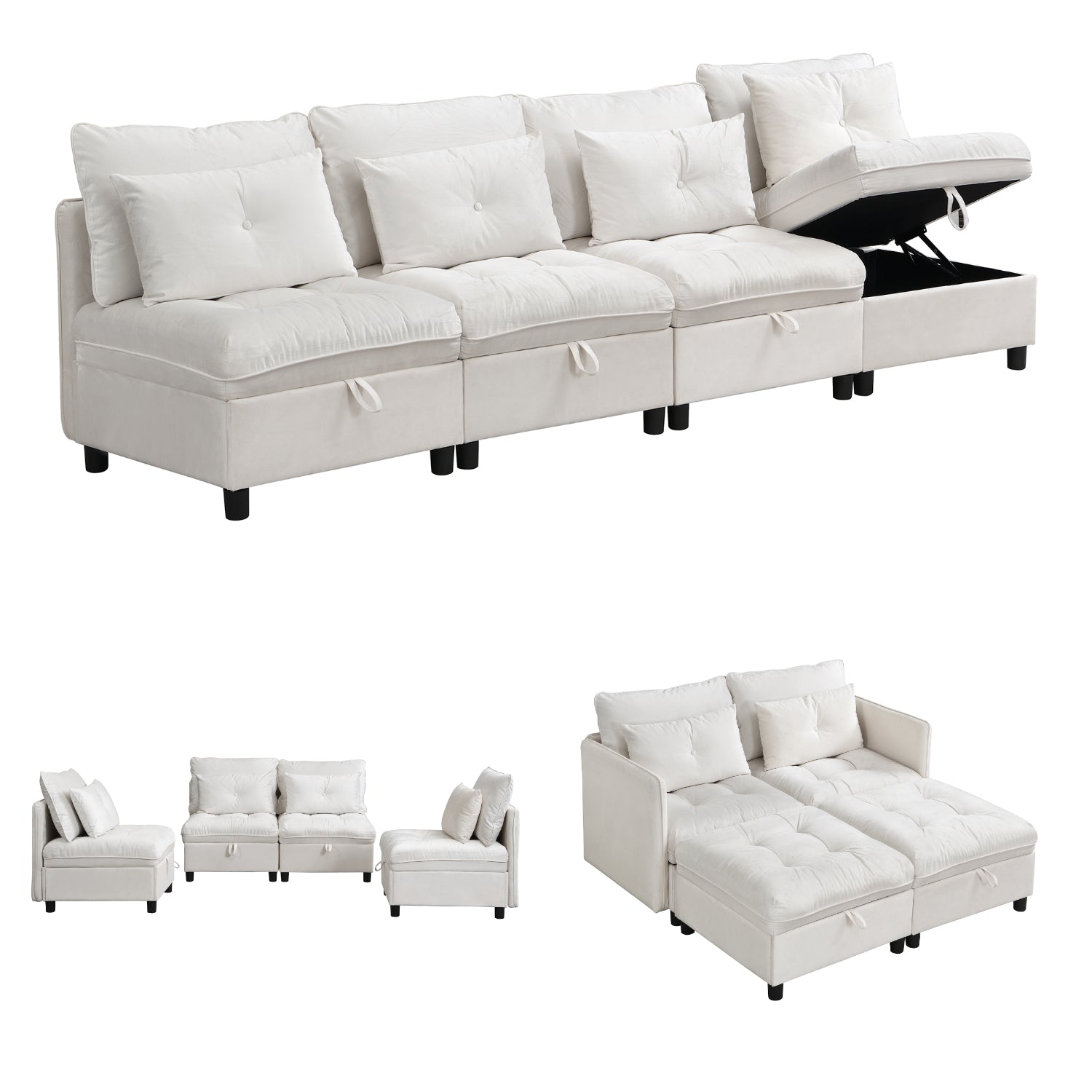 2-seater sofa in beige fabric Scandinavian style - AHBARM