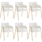Lot de 6 chaises de salle à manger beiges avec pieds dorés, style moderne