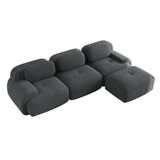 2-seater sofa bed in dark gray fabric with side pockets, modern convertible sofa