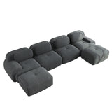 2-Sitzer-Schlafsofa aus dunkelgrauem Stoff mit Seitentaschen, modernes Schlafsofa