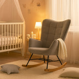 Scandinavian breastfeeding armchair with armrests in gray fabric with stitching - Funkel