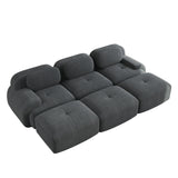 2-Sitzer-Schlafsofa aus dunkelgrauem Stoff mit Seitentaschen, modernes Schlafsofa