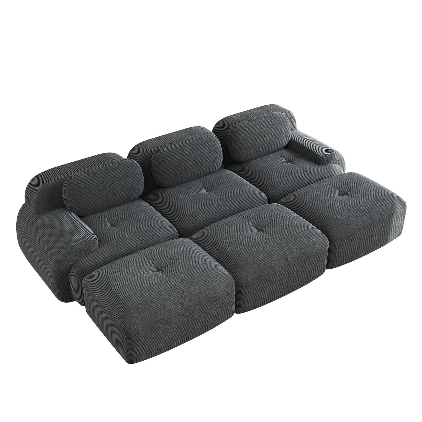 2-Sitzer-Schlafsofa aus dunkelgrauem Stoff mit Seitentaschen, modernes Schlafsofa