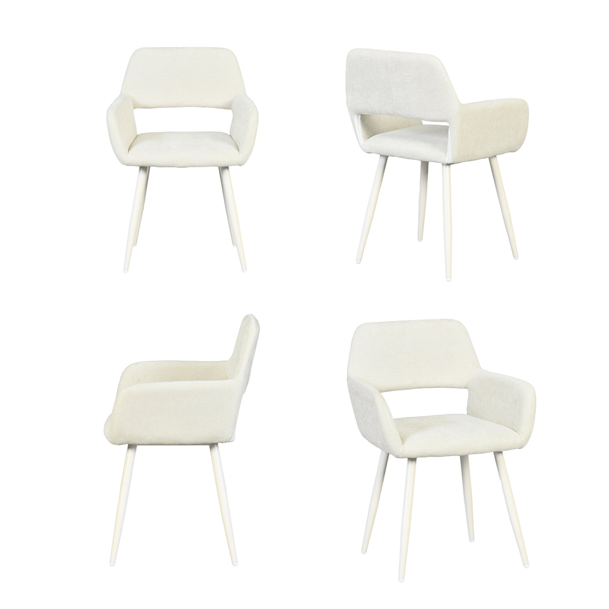Set of 2 Scandinavian dining room armchairs with beige fabric armrests - Cromwell