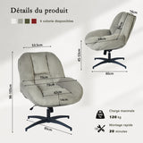 Einstellbare ergonomische Büro -Sessel mit Stoff Armlehnen weiße Schleife - Thomasina