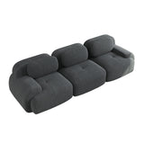 Ensemble de canapés avec accoudoirs incurvés et base antidérapante en tissu velours côtelé doux pour le salon, gris, siège 3